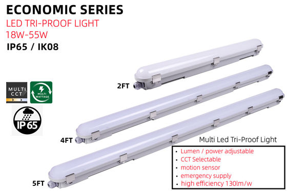 55W 80 Ra Car Washing LED Light con AC 110V Input Voltage Lineare Vapore Tight Fixture