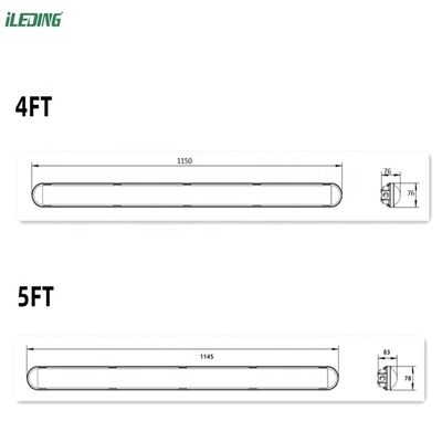 Commerciale 5FT Parcheggio LED lineare Tri prova sospesa IP66 Vapore stretta apparecchiatura di illuminazione 2kg