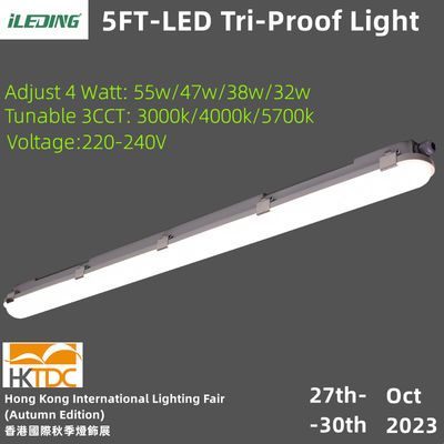 Immagazzinamento freddo Industrial IP66 IK10 5FT 55W Tri-Proof Low Bay LED Lampade a tenuta di vapore