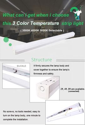 Materiale PC 25W 3CCT 2FT Lampade a LED Batten per uso commerciale e industriale