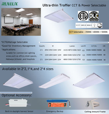 30x120 LED Troffer Light Panel 3 Temperatura del colore e 4 potenza 26W 32W in un unico apparecchio