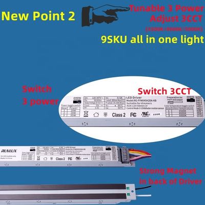 2FT 25W Tunable CCT Led Magnetic Linear retrofit Kit PC Lens per illuminazione personalizzabile