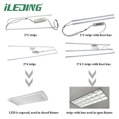 160lm/w Materiale magnetico 2' x 4' Troffer Kit di aggiornamento lineare per driver di montaggio magnetico