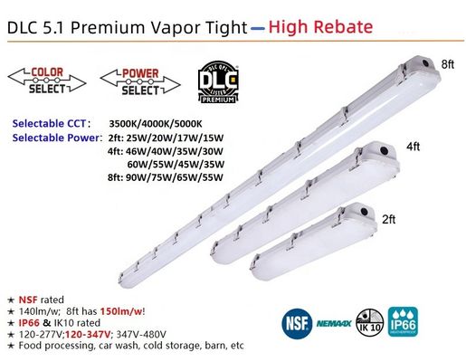 ETL DLC Listed LED Vapor Tight Light 4FT 46W 38W 30W per apparecchiature a tri prova di magazzino